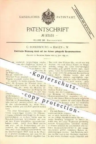 original Patent - C. Roderbourg in Hagen , 1895 , Elektrische Bremsung , Eisenbahn , Eisenbahnen , Bremsen !!!