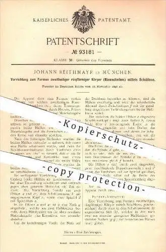 original Patent - Johann Reithmayr in München , 1896 , Formen zweiteiliger ringförmiger Körper , Riemscheiben