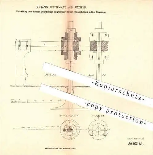 original Patent - Johann Reithmayr in München , 1896 , Formen zweiteiliger ringförmiger Körper , Riemscheiben