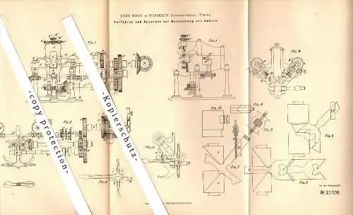 Original Patent - John Nock in Hassköy b. Istanbul , Türkei , 1882 , Apparat zur Anker-Herstellung , Konstantinopel !!!