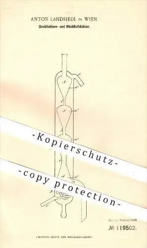 original Patent - A. Landsiedl , Wien , 1900, Destillations- u. Rückflusskühler , Destille , Destillation , Kondensation