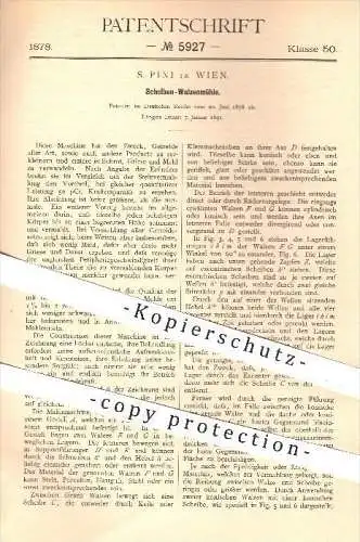 original Patent - S. Pini in Wien , 1878 , Scheiben - Walzenmühle , Mühle , Mühlen , Walze , Walzen , Getreide , Mehl !!