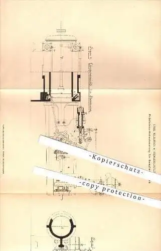 original Patent - Carl Kliebisch , Sangerhausen , 1878 , Hahn - Steuerung für Dampfmaschinen , Dampfmaschine , Motor !!!