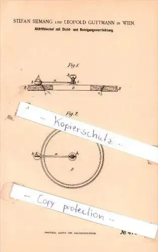 Original Patent - S. Siemang und L. Guttmann in Wien , 1888 , Abtrittsdeckel !!!