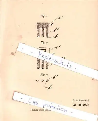 Original Patent - Dr. David Sarason in Berlin , 1906 , Kamm mit Zähnen !!!