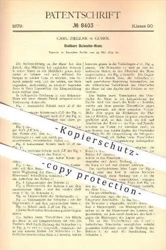 original Patent - Carl Ziegler in Guben , 1879 , Stellbare Balancier - Haue , Mühlstein , Mühle , Mühlen , Müller !!!