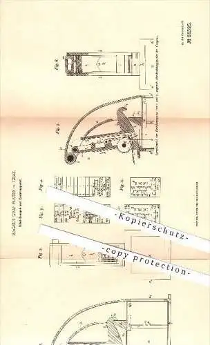 original Patent - Magnus Graf Platen , Graz , 1892, Billet - Stempel - & Kontrollapparat , Druck , Druckerei , Buchdruck