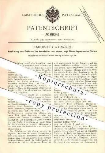 original Patent - Henri Baschy in Hamburg , 1892 , Entfernen von Kesselstein , Dampfkessel , Dampfmaschine , Kessel !!!