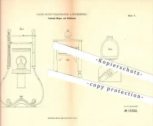 original Patent - Louis Schöttelndreyer , Bückeburg , 1880, Federnde Wagen- und Reitlaterne , Laterne , Licht , Wagenbau