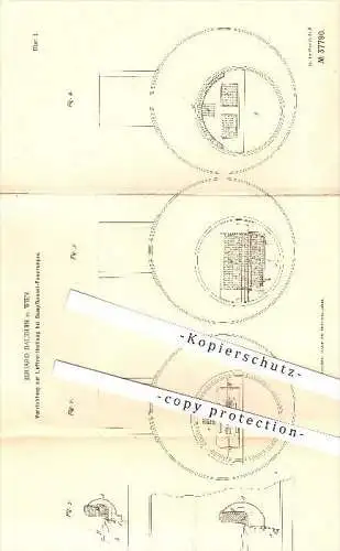 original Patent - Eduard Bauduin in Wien , 1886 , Luftverteilung bei Dampfkessel - Feuerungen , Dampfmaschine !!!