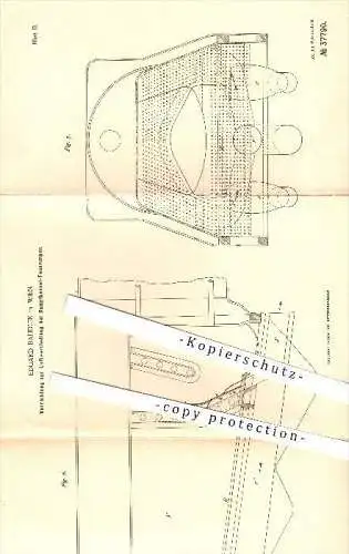 original Patent - Eduard Bauduin in Wien , 1886 , Luftverteilung bei Dampfkessel - Feuerungen , Dampfmaschine !!!