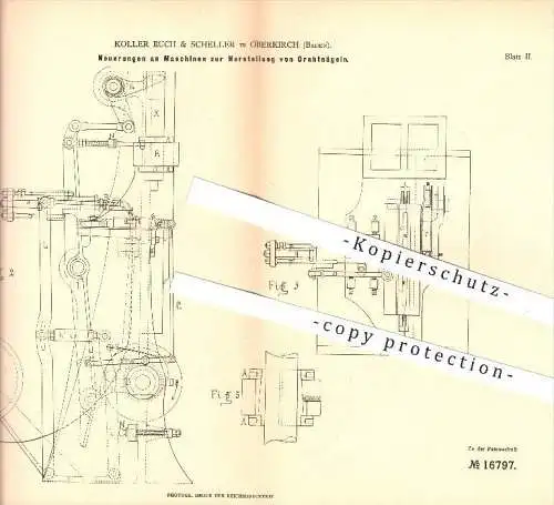 original Patent - Koller Ruch & Scheller in Oberkirch , 1881 , Herstellung von Drahtnägeln , Nägel , Nagel , Metall !!!