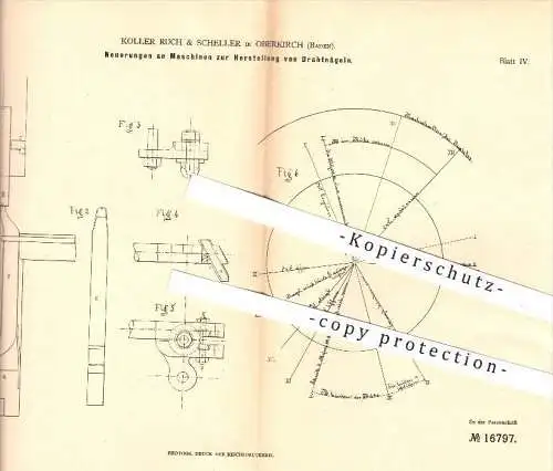 original Patent - Koller Ruch & Scheller in Oberkirch , 1881 , Herstellung von Drahtnägeln , Nägel , Nagel , Metall !!!