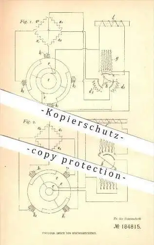 original Patent - Ernst Windrath in Engelskirchen , Rheinland , 1906 , Vermeidung von Funkenbildung an Strommaschinen !!