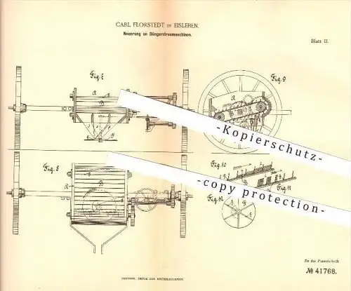 original Patent - Carl Florstedt , Eisleben ,1887, Düngerstreumaschine , Dünger , Streumaschine , Landwirtschaft , Bauer