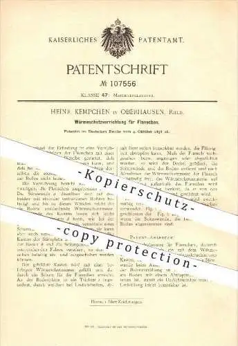 original Patent - Heinr. Kempchen in Oberhausen , 1898 , Wärmeschutzvorrichtung für Flanschen , Wärmeschutz !!!