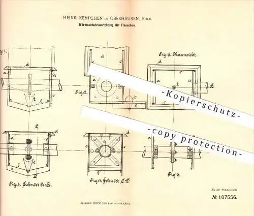 original Patent - Heinr. Kempchen in Oberhausen , 1898 , Wärmeschutzvorrichtung für Flanschen , Wärmeschutz !!!