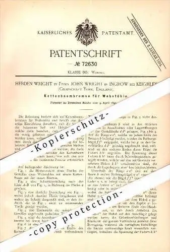 Original Patent - John Wright in Ingrow b. Keighley , Yorkshire , 1893 , Brake for loom , weaving !!!