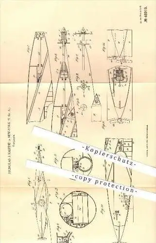 original Patent - Nicholas J. Halpine in New York , USA , 1889 , Torpedo , Torpedos , Schiffbau , Schiffe , Schiff !!!