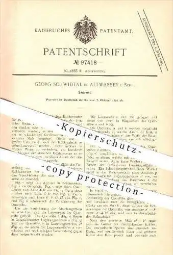 original Patent - Georg Schwidtal in Altwasser , Schlesien , 1897 , Siebrost , Rost , Kohlerost , Kohle !!!