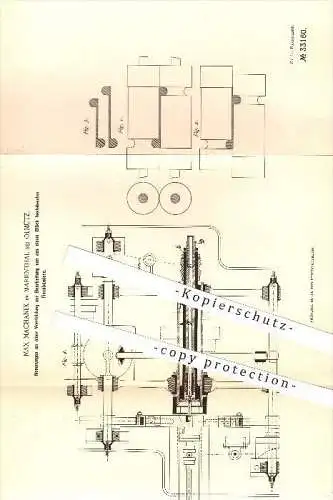 original Patent - Max Machanek in Marientahl b. Olmütz /  Olomouc , 1884, Bearbeitung von Fischbändern !!!