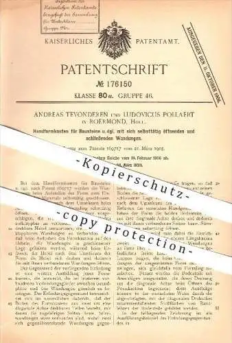 original Patent - Andreas Tevonderen & Ludovicus Pollaert in Roermond , Handformkasten für Bausteine , Formen , Formerei