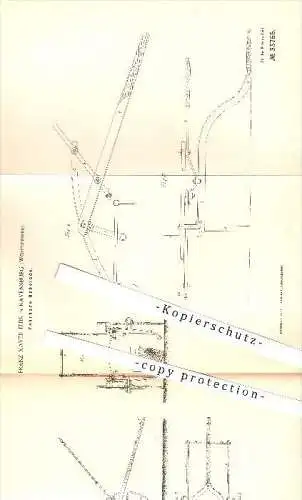 original Patent - Franz Xaver Elbs in Ravensburg , 1884 , Fahrbare Hebelade , Hebezeug , Hebel , Heben !!