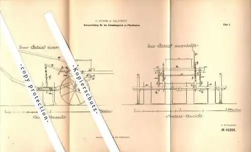 Original Patent - C. Stahr in Allstedt , 1881 , Hebevorrichtung an Schneideapparaten , Landwirtschaft !!!