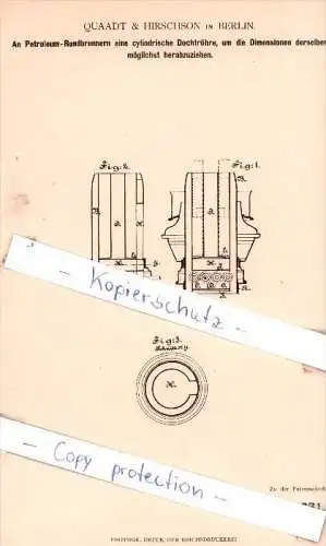 Original Patent - Quaadt & Hirschson in Berlin , 1880 , Beleucchtungsgegenstände !!!