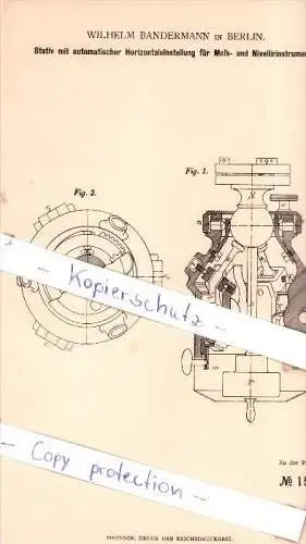 Original Patent - Wilhelm Bandermann in Berlin , 1880 , Stativ mit Horizontaleinstellung !!!