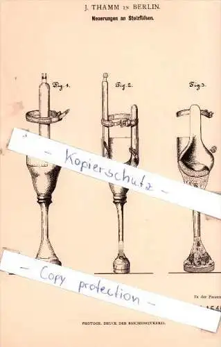 Original Patent - J. Thamm in Berlin , 1880 , Neuerungen an Stelzfüßen !!!