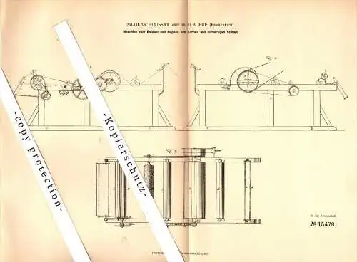 Original Patent - Nicolas Houssat Ainé à Elbeuf , 1880 , Machine pour élever et boutons de serviettes !!!