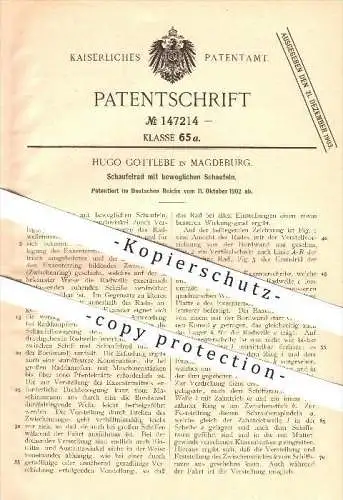 original Patent - Hugo Gottlebe in Magdeburg , 1902 , Schaufelrad mit beweglichen Schaufeln , Schiffbau , Dampfer !!