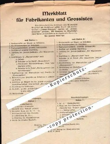 original Werbeplakat / Reklame , Fabrikanten und Grossisten , Handelszentrale in Zürich , Esco-Sparmarken , Escosparken