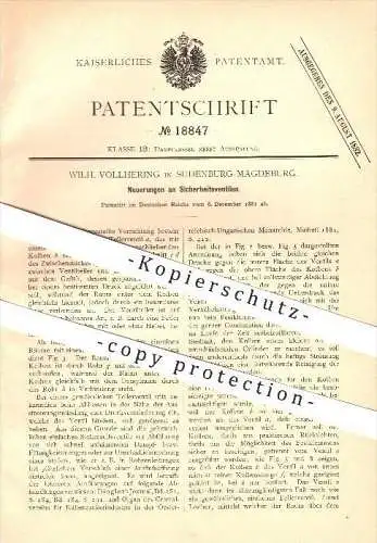 original Patent - Wilh. Vollhering in Sudenburg-Magdeburg , 1881 , Sicherheitsventile , Dampfkessel , Kessel !!!