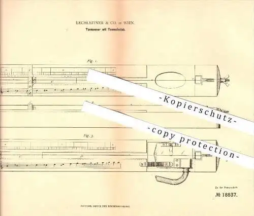 original Patent - Lechleitner & Co. in Wien , 1881 , Tonmesser mit Tonmessstab , Musik , Musikinstrumente !!!