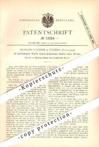 Original Patent - Francois Chambon à Valence , 1880 ,cable ou chaines flottante , Construction navale !!!