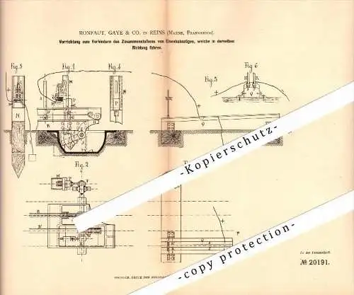 Original Patent - Ronfaut , Gaye & Co à Reims , 1881 , Appareil pour prévenir les accidents ferroviaires !!!