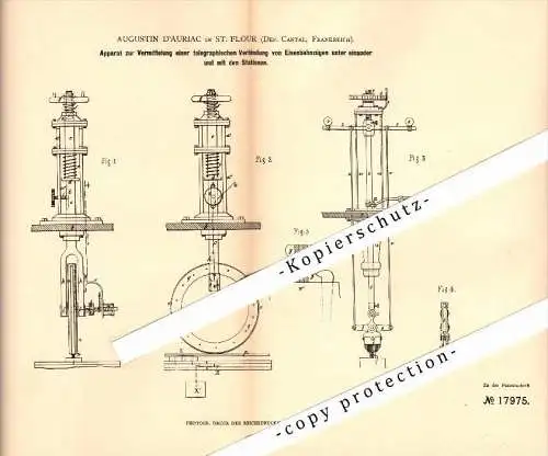 Original Patent - Augustin D`Auriac à Saint-Flour , Cantal , 1881, Appareil de télégraphie dans le domaine ferroviaire !