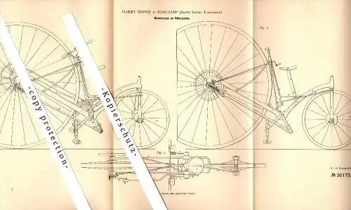 Original Patent - Albert Mange à Ronchamp , Haute Saone , 1882 , Innovation sur les bicyclettes , bicycle !!!