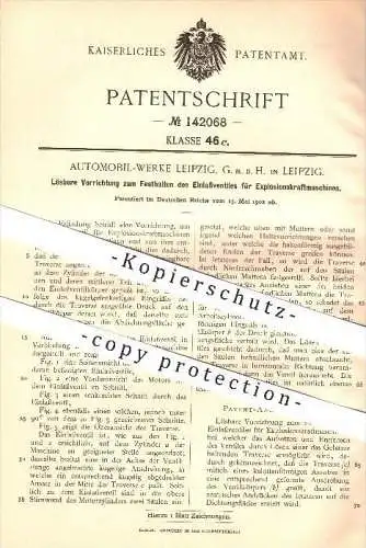 original Patent - Automobil Werke Leipzig GmbH in Leipzig , 1902 , Vorrichtung für Explosionskraftmaschinen , Motoren !!