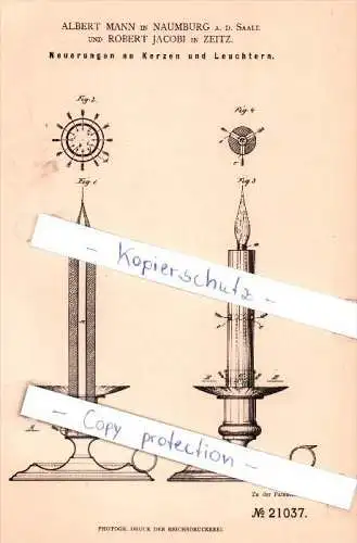 Original Patent - A. Mann in Naumburg a. d. Saale und R. Jacobi in Zeitz , 1882 , !!!