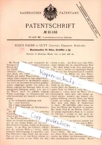 Original Patent - J. Raude in Guty , Gouvern. Charkow , Russland , 1896 , !!!