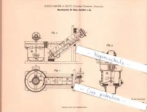 Original Patent - J. Raude in Guty , Gouvern. Charkow , Russland , 1896 , !!!