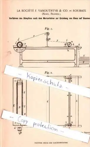 Original Patent - La Societe F. Vanoutryve & Co. in Roubaix , Nord , 1897 !!!