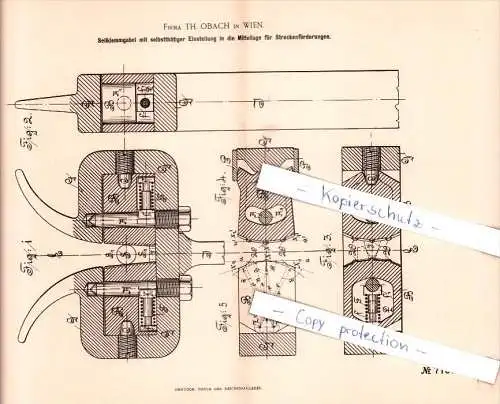 Original Patent - Firma Th. Obach in Wien , 1893 , Eisenbahn  !!!