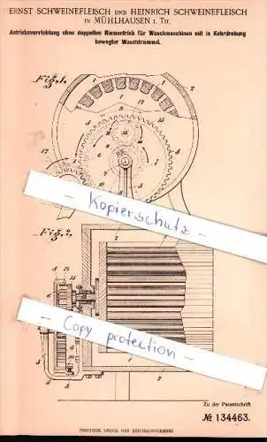 Original Patent - E. und H. Schweinefleisch in Mühlhausen i. Th. , 1901 , Antriebsvorrichtung !!!