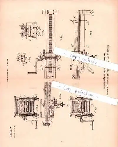 Original Patent - Melzer & Feller in Zella St. Blasii , Thüringen , 1892 , Gerberei , Zella-Mehlis !!!