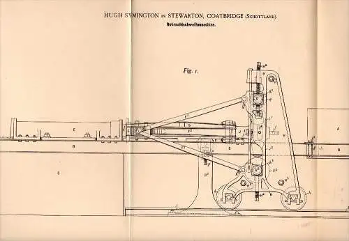 Original Patent -  Hugh Symington in Stewarton , Coatbridge , 1895 , Pipe seam welding machine , Scotland !!!