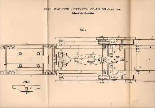 Original Patent -  Hugh Symington in Stewarton , Coatbridge , 1895 , Pipe seam welding machine , Scotland !!!